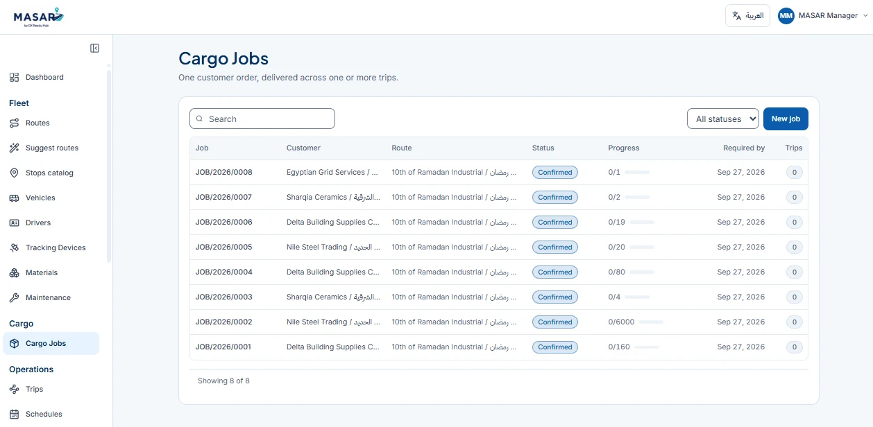 MASAR Cargo Jobs and Multi-Trip Delivery Progress